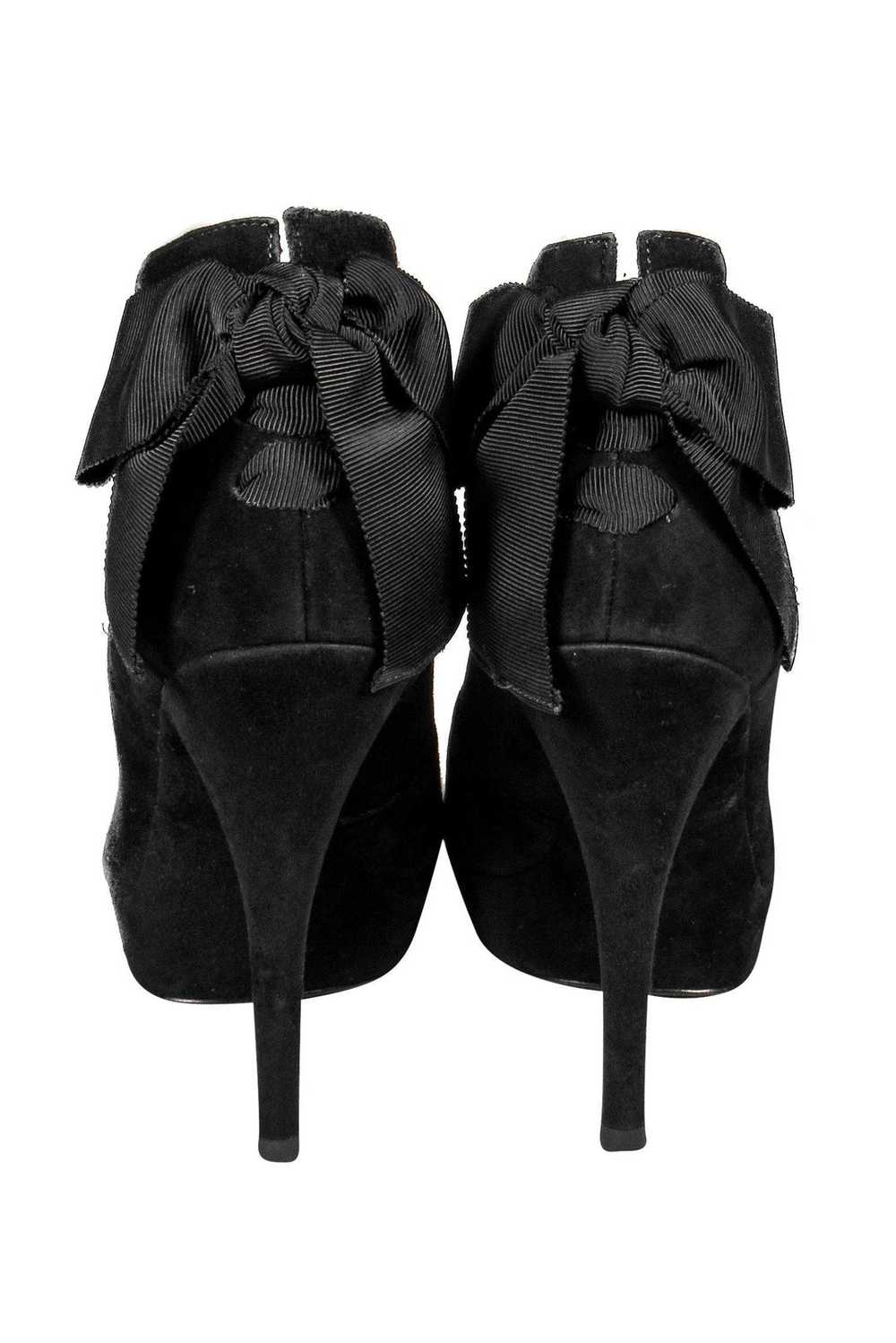 Vera Wang - Black Suede Booties w/ Bows Sz 7.5 - image 4