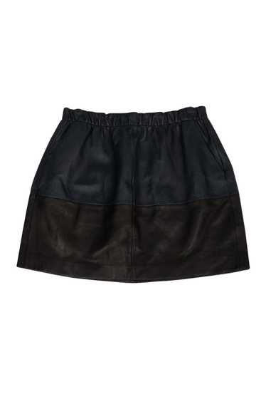 Vince - Black & Navy Lamb Leather Skirt Sz M