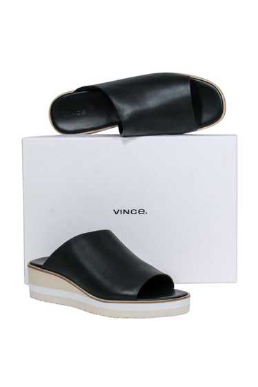 Vince - Black Leather Slide Sandals Sz 9