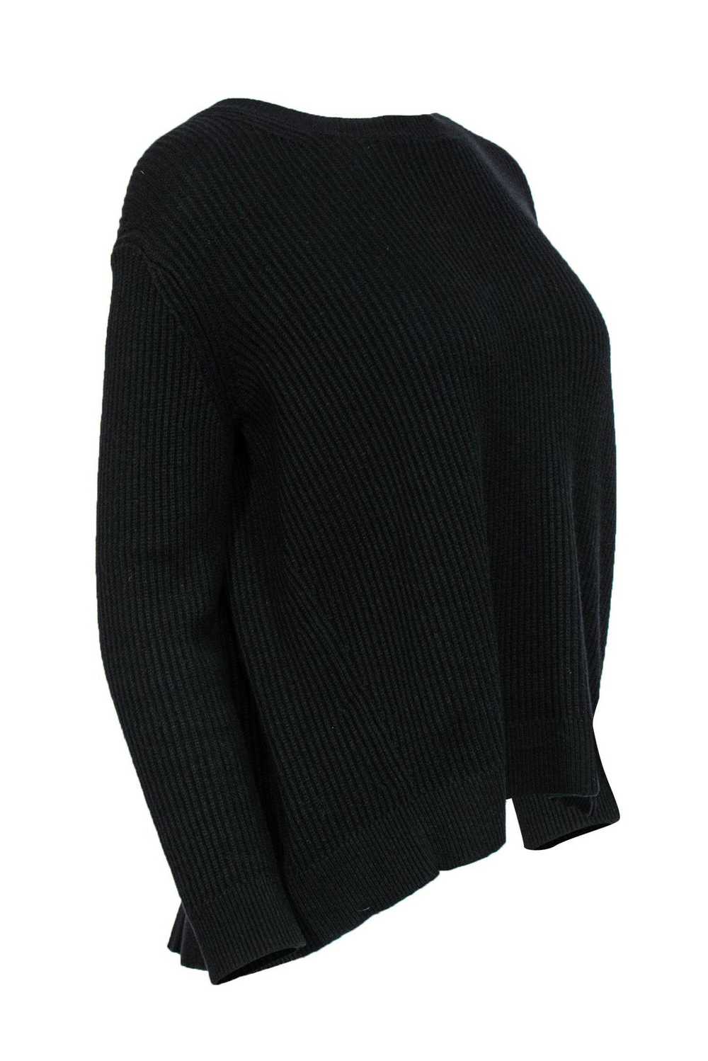 Vince - Black Ribbed Open Back Sweater w/ Tie Sz S - image 2