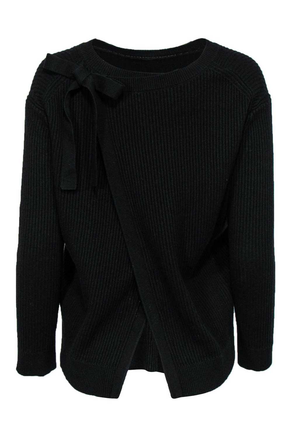 Vince - Black Ribbed Open Back Sweater w/ Tie Sz S - image 3