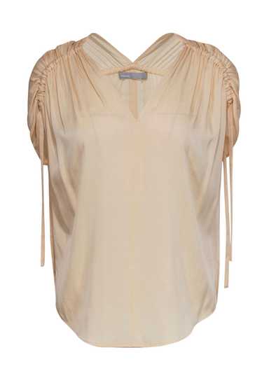 Vince - Cream Ruched-Sleeve Silk Blouse Sz S