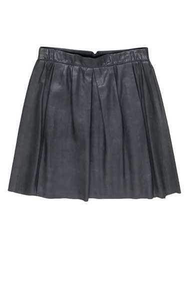 Vince - Dark Grey Leather Pleated Skater Skirt Sz 