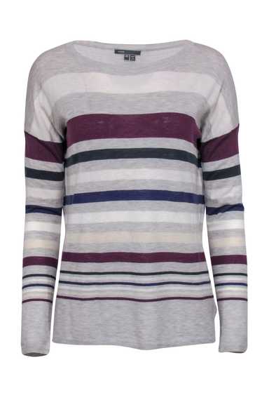 Vince - Grey & Multicolored Wool Blend Striped Swe