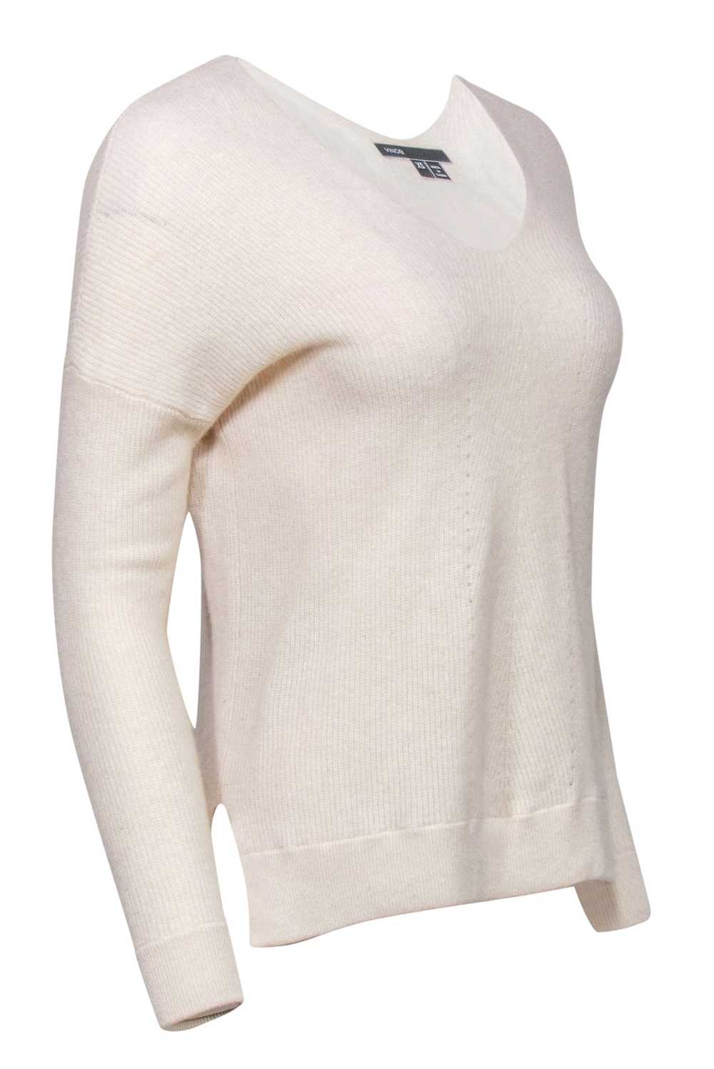 Vince - Ivory Ribbed Cashmere Sweater w/ Eyelet T… - image 2