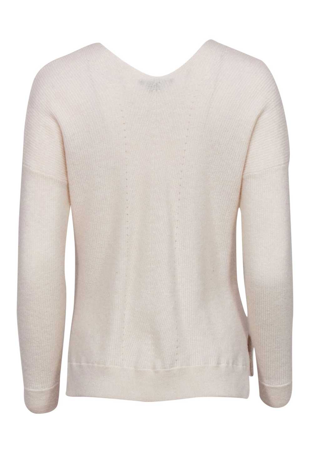 Vince - Ivory Ribbed Cashmere Sweater w/ Eyelet T… - image 3