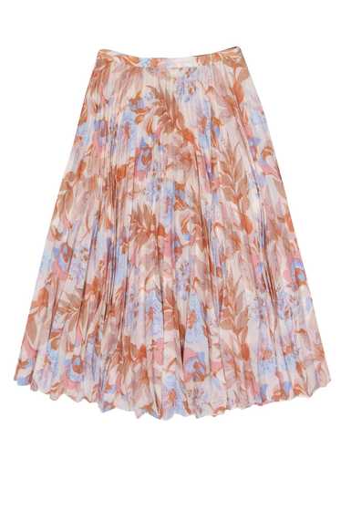 Vince - Light Pink & Blue Floral Print Pleated Mid