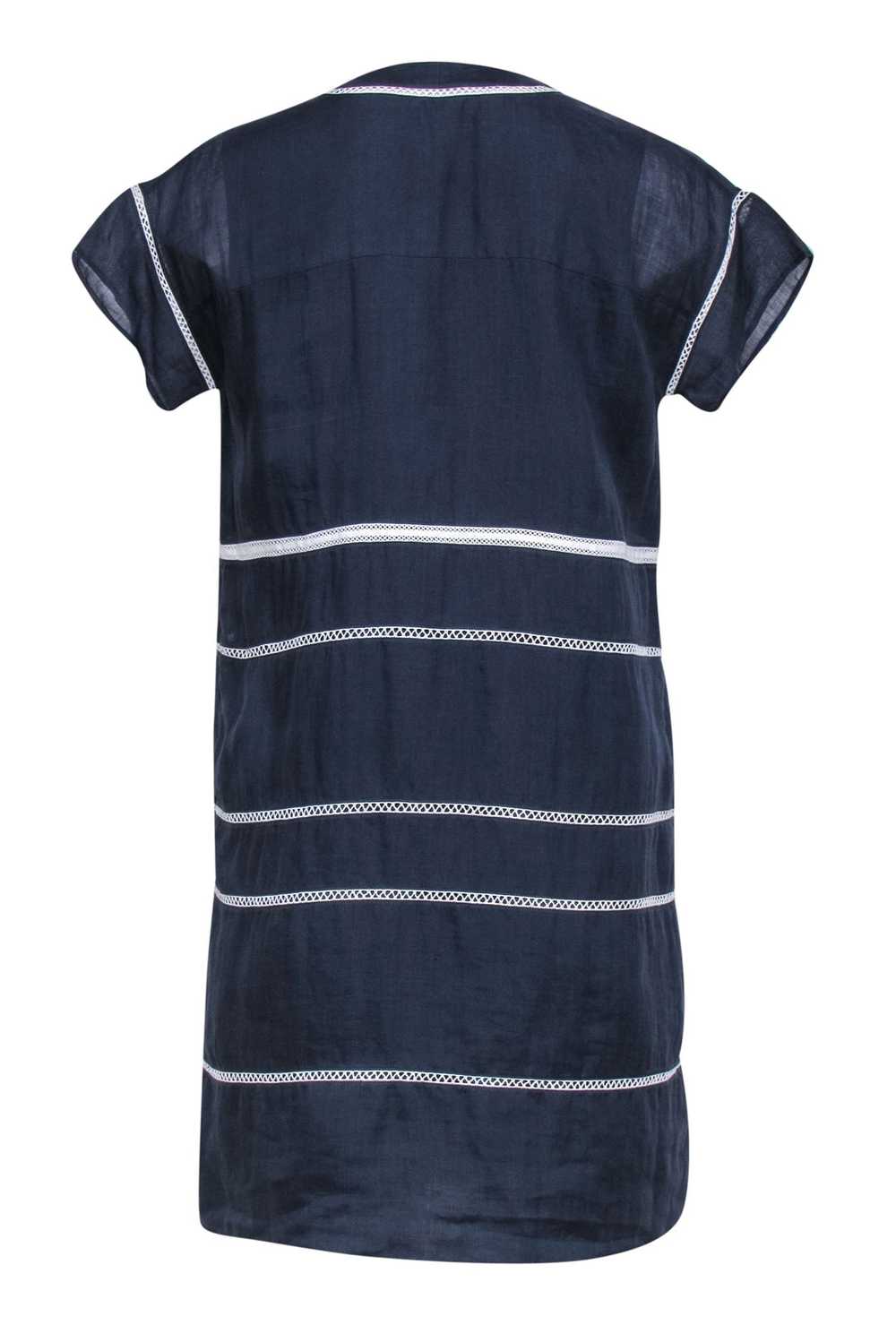 Vince - Navy & White Mesh Striped Shift Dress Sz 0 - image 3