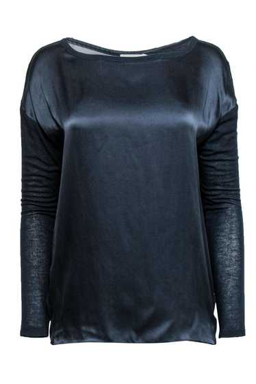 Vince - Navy Long Sleeve Shirt w/ Silk Front Sz XS