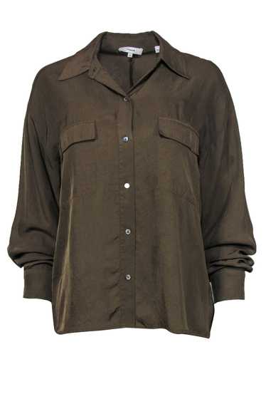 Vince - Olive Long Sleeve Button-Up Blouse Sz M - image 1