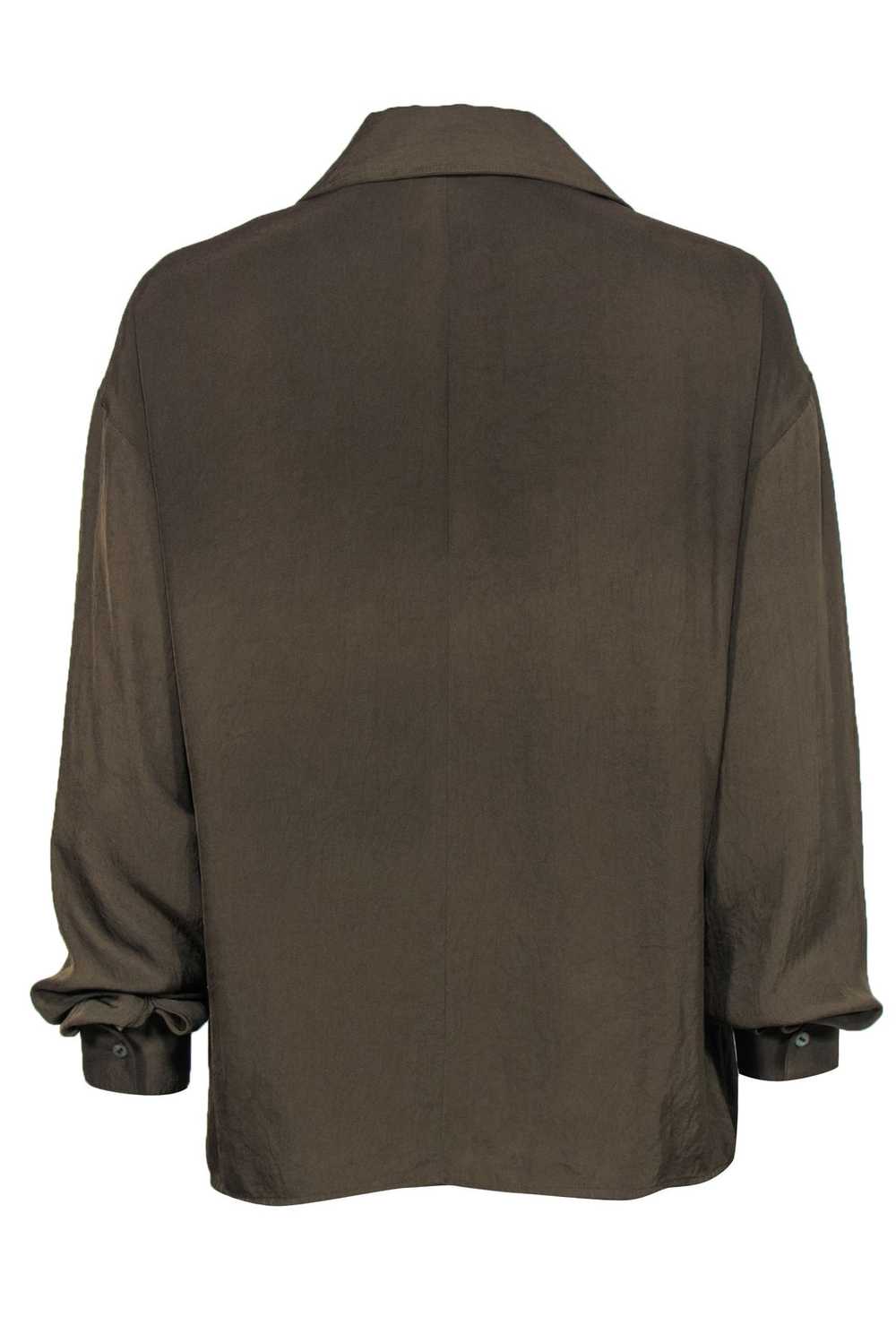 Vince - Olive Long Sleeve Button-Up Blouse Sz M - image 3
