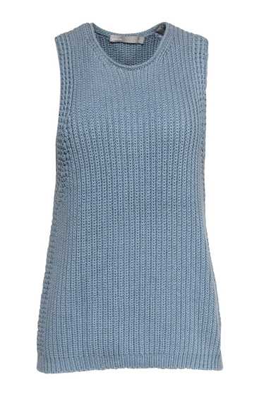 Lucky Brand Tank Top Womens Small Blue White Tie Dye Knitted Cotton Pullover