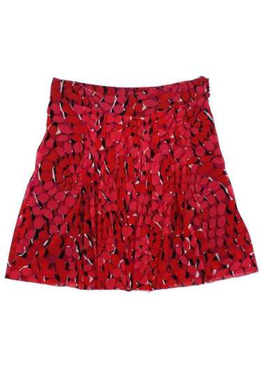 Vivienne Tam - Red & Black Print Pleated Skirt Sz 