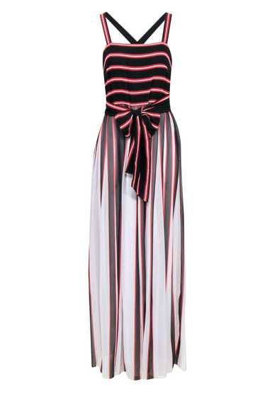 W by Worth - Red, Black & White Pleated Maxi Dress