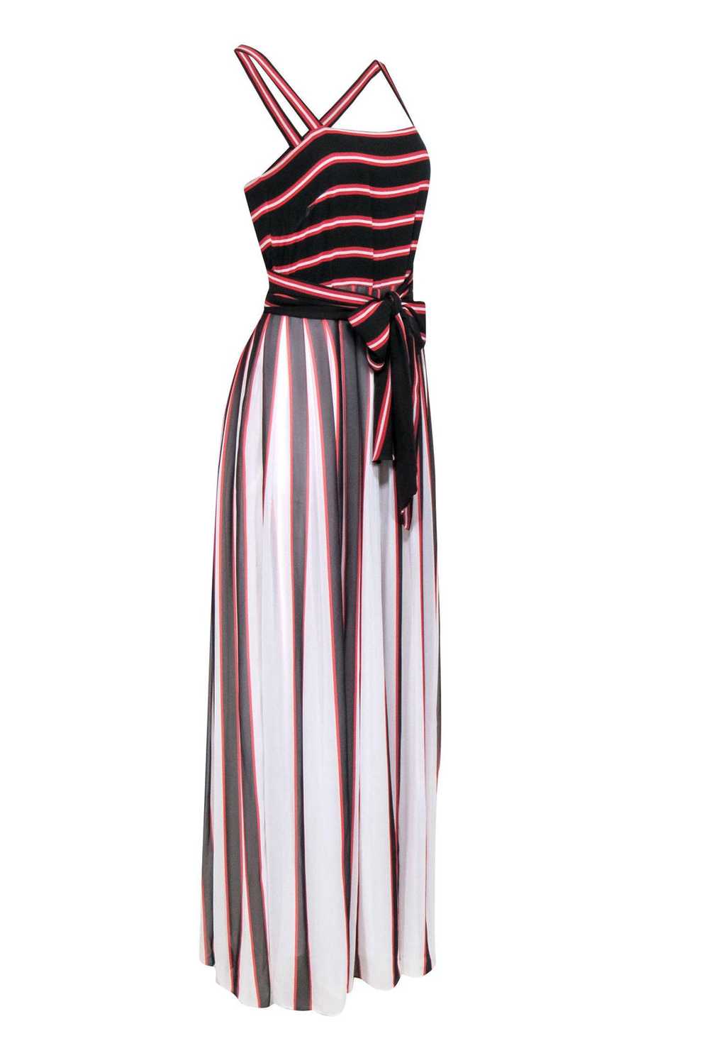 W by Worth - Red, Black & White Pleated Maxi Dres… - image 2