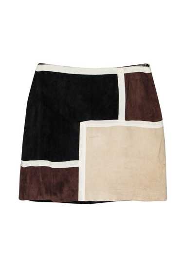 Worth New York - Brown Colorblock Suede Skirt Sz 1