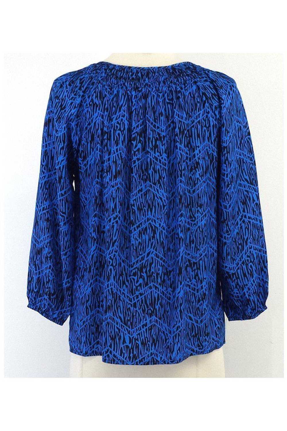 Yumi Kim - Blue & Black Print Silk Blouse Sz XS - image 3