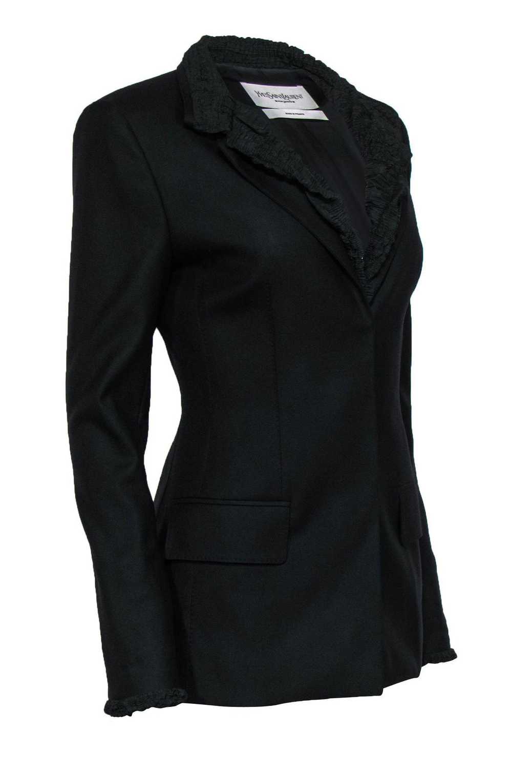 Yves Saint Laurent - Black Crinkled Ruched Wool J… - image 2