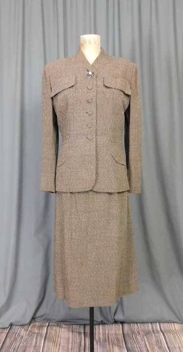 Vintage 1950s Brown Fleck Tailored Suit 38 bust, 3