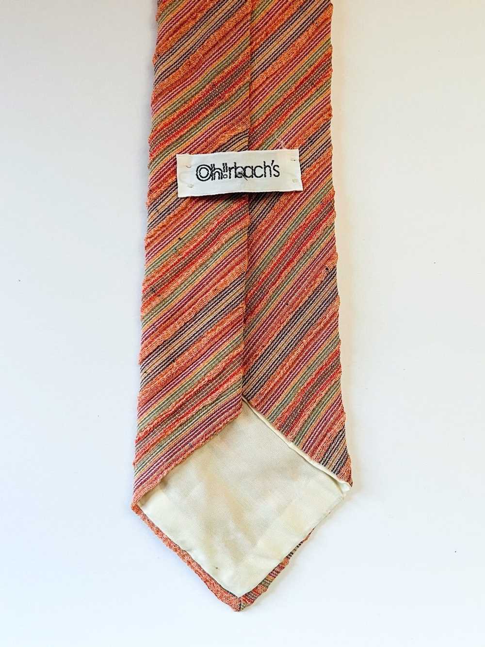 Vintage Vintage Ohrbach’s Salmon Pink Striped Tie - image 2