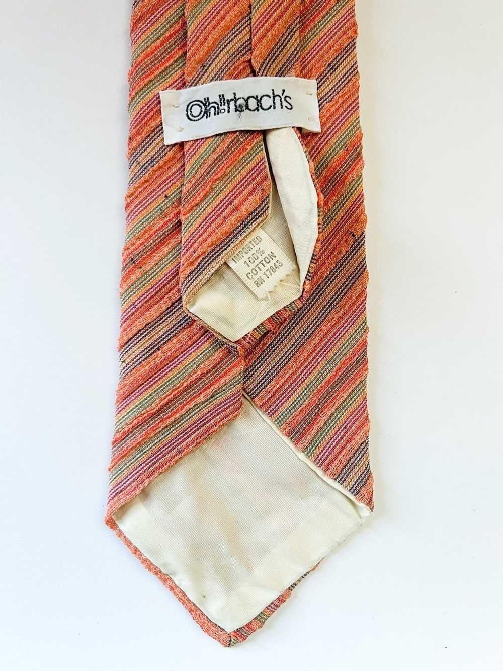 Vintage Vintage Ohrbach’s Salmon Pink Striped Tie - image 3