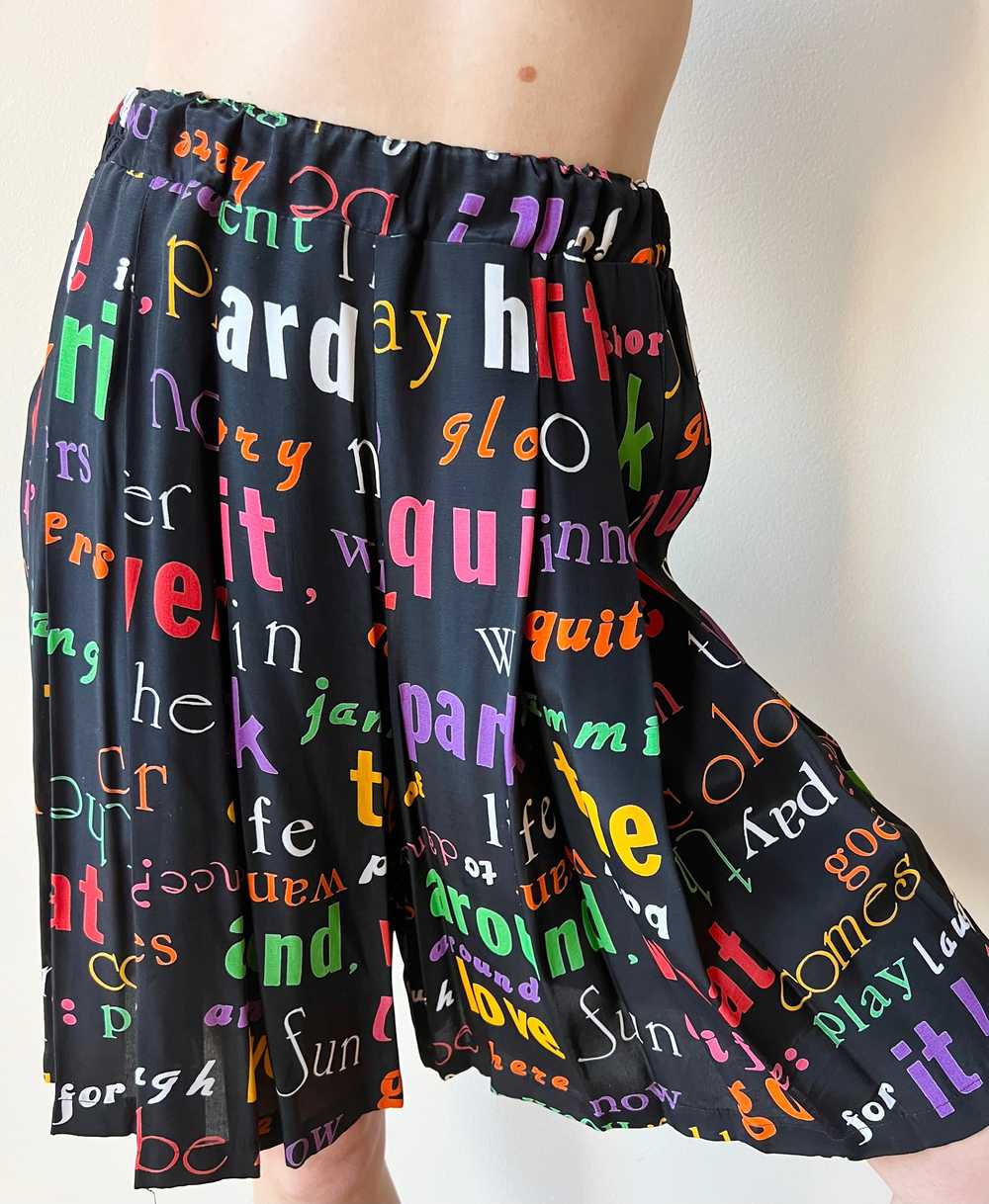 90’s Rainbow Quit Word Print Rayon Trouser High R… - image 7