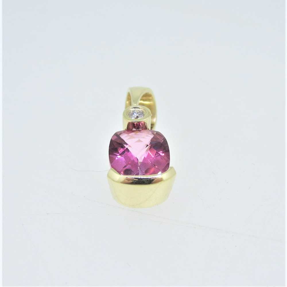 14K Yellow Gold Oval Pink Tourmaline APP 1/10ct D… - image 2