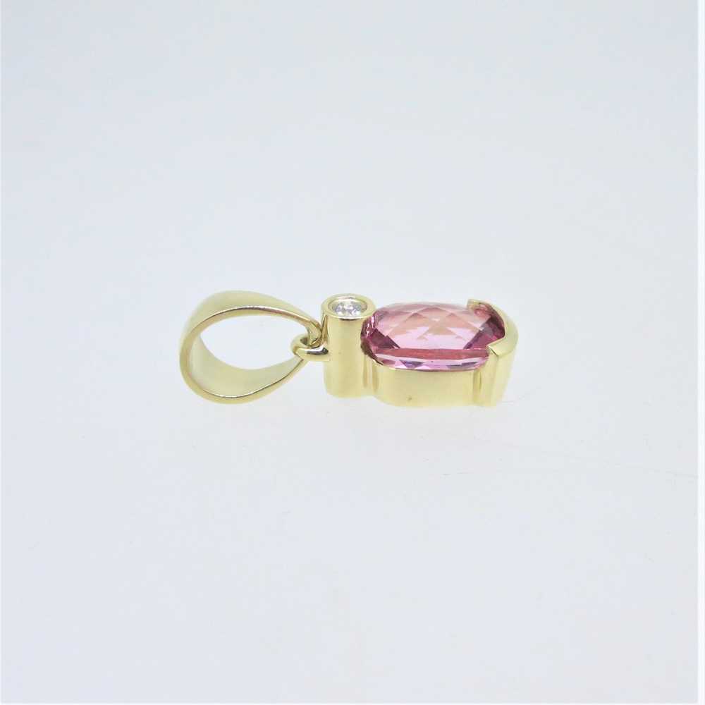 14K Yellow Gold Oval Pink Tourmaline APP 1/10ct D… - image 3