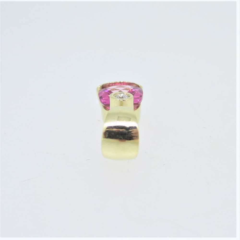 14K Yellow Gold Oval Pink Tourmaline APP 1/10ct D… - image 4