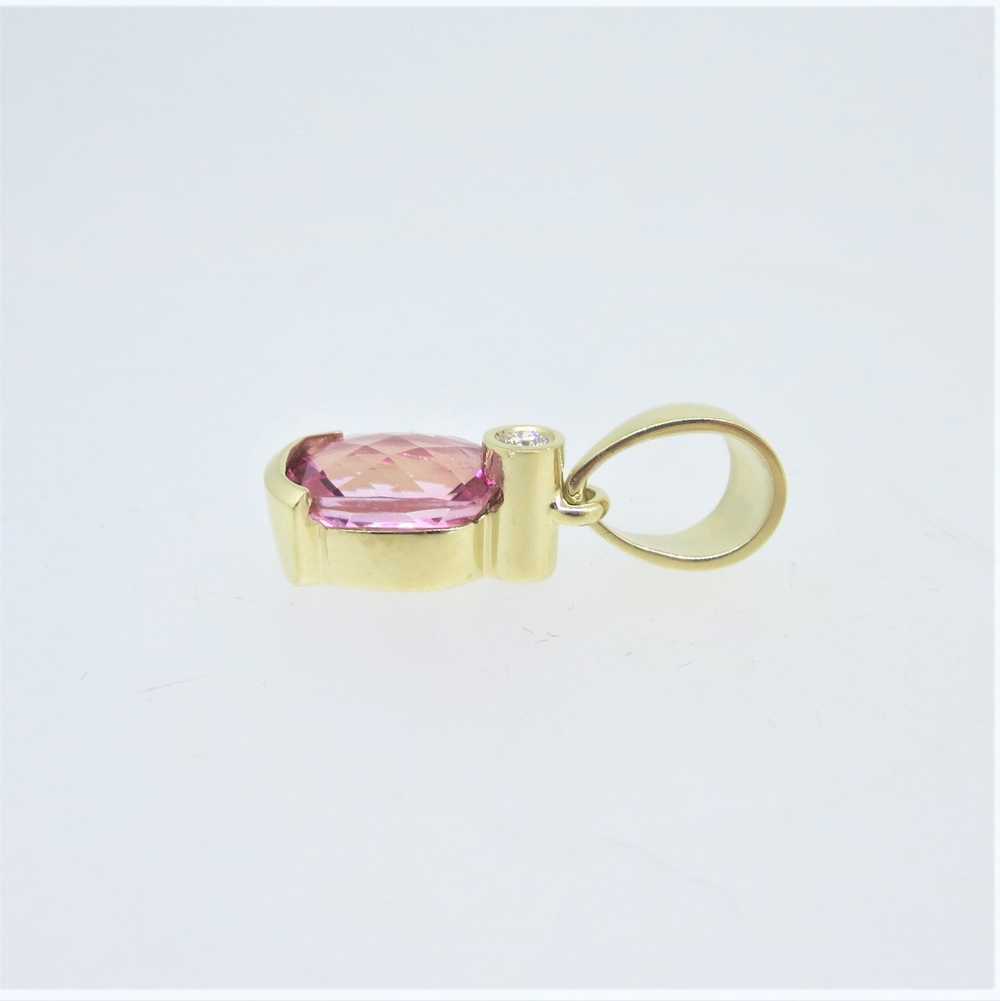 14K Yellow Gold Oval Pink Tourmaline APP 1/10ct D… - image 5