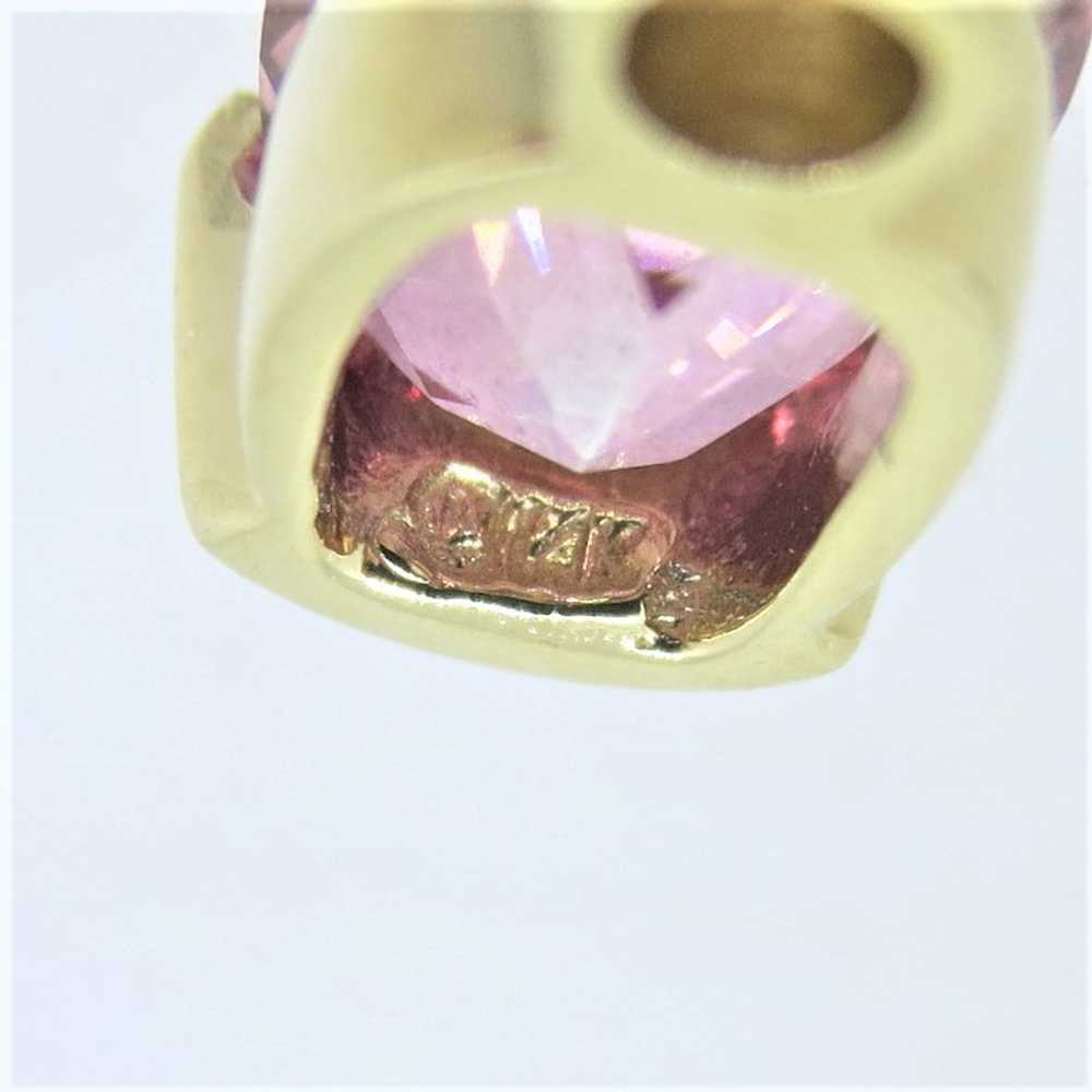 14K Yellow Gold Oval Pink Tourmaline APP 1/10ct D… - image 7