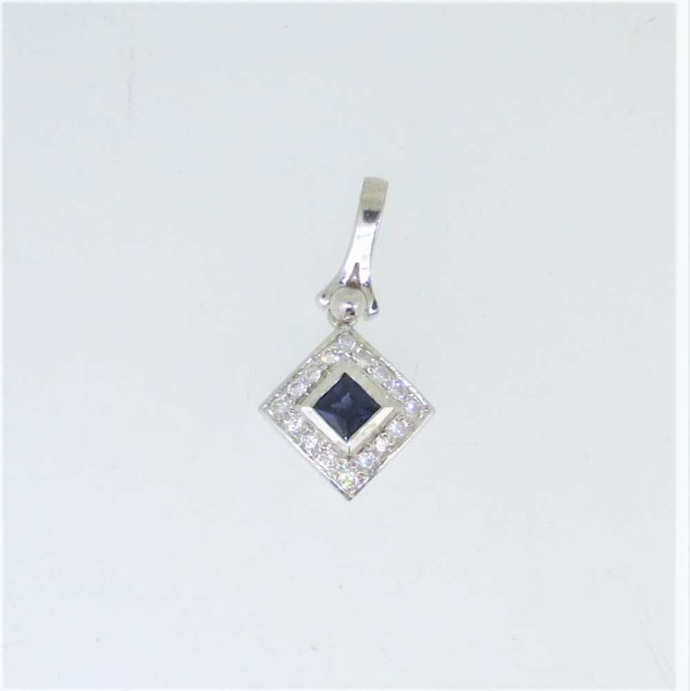 18K White Gold APP .50ct Princess Cut Sapphire AP… - image 1