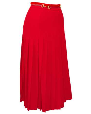 Gucci Red Pleated Skirt