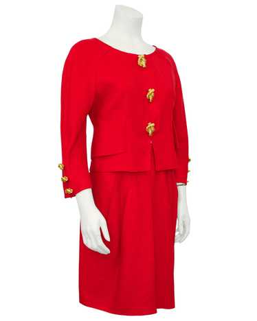 Christian Lacroix Red Linen Skirt Suit