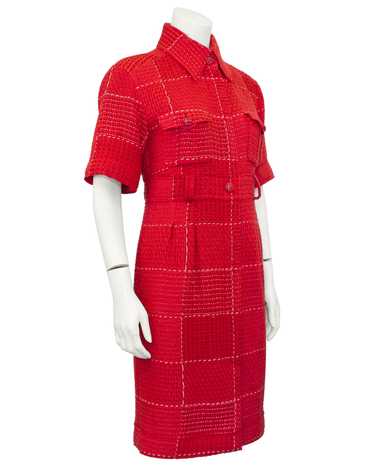 Chanel Red and White 2007 Wool Shirtdress
