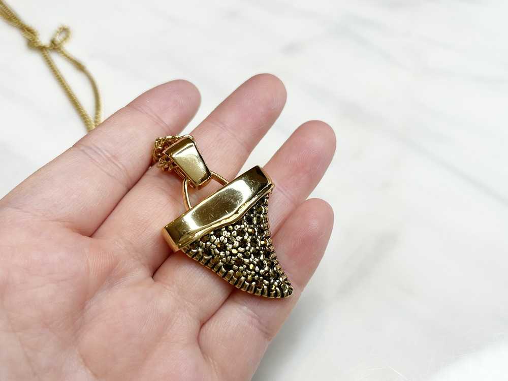 Givenchy Givenchy Shark Tooth Necklace Gold Rhine… - image 4