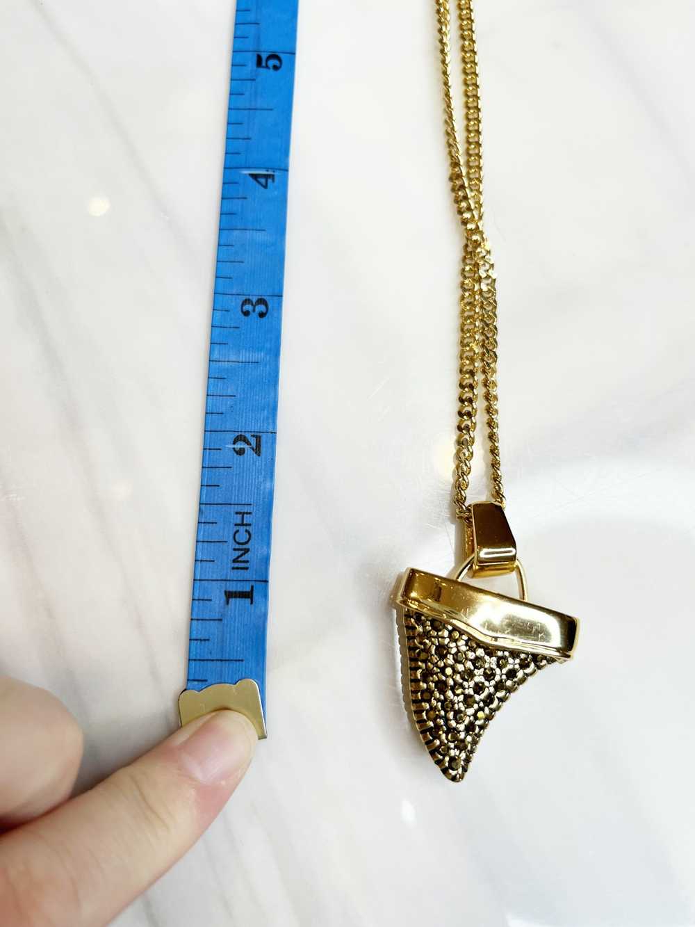 Givenchy Givenchy Shark Tooth Necklace Gold Rhine… - image 6