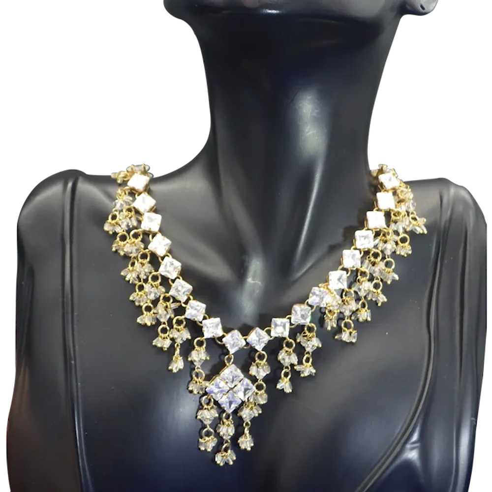 Beautiful Vintage Crystal Centerpiece Bib Necklac… - image 1