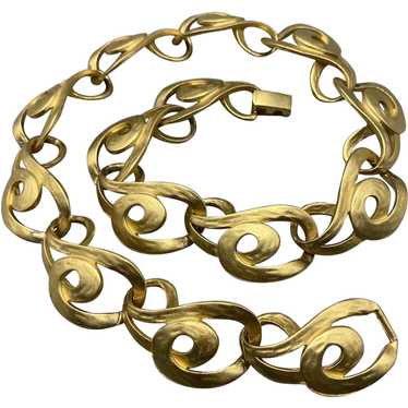 Vintage Clip Earrings Satin Matte Gold Metal Signed Edwinn Pearl
