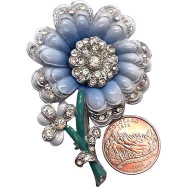 Red, White, and Blue Enamel Flower Brooch - Vintage Renude