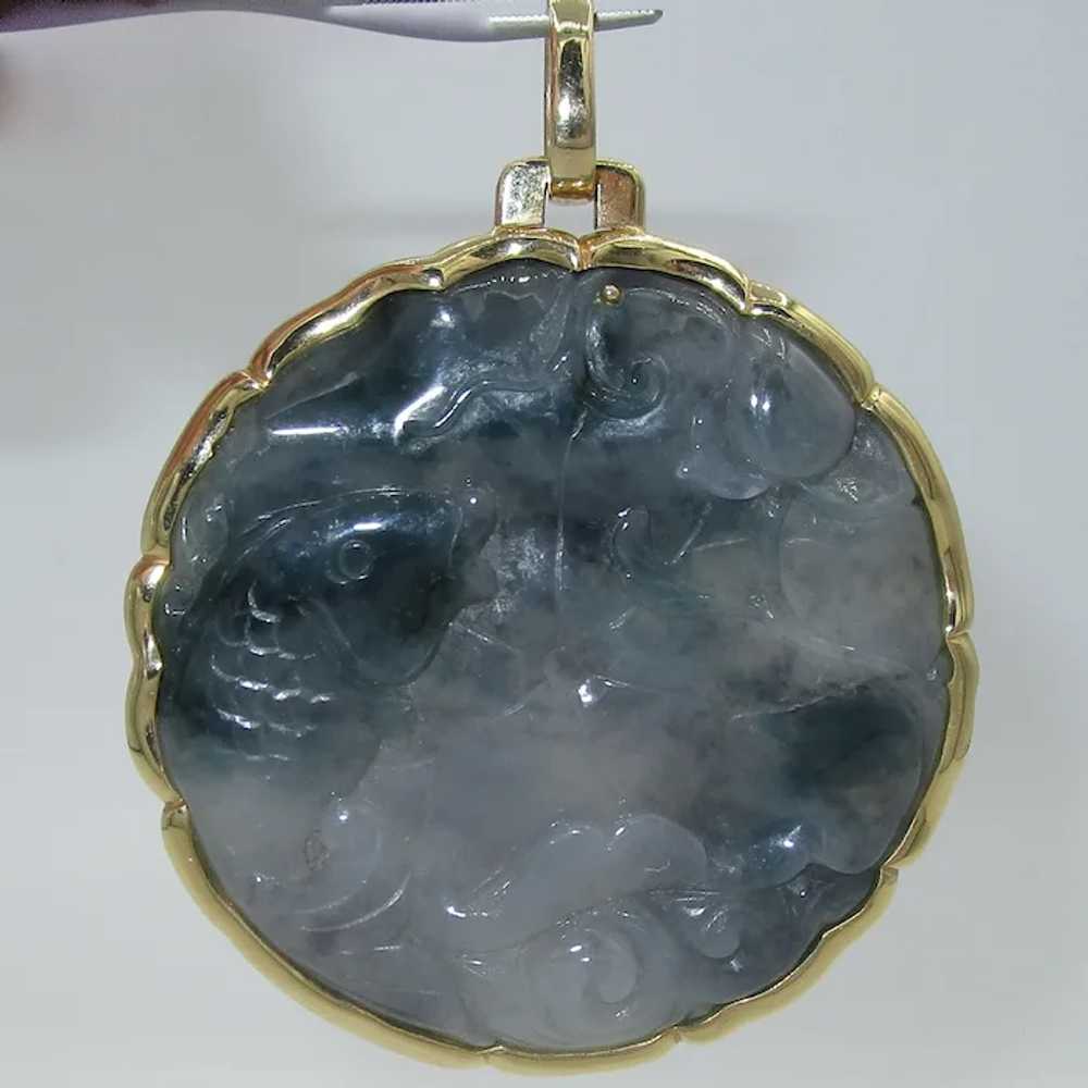 Antique 14K Natural Jade Pendant - image 3