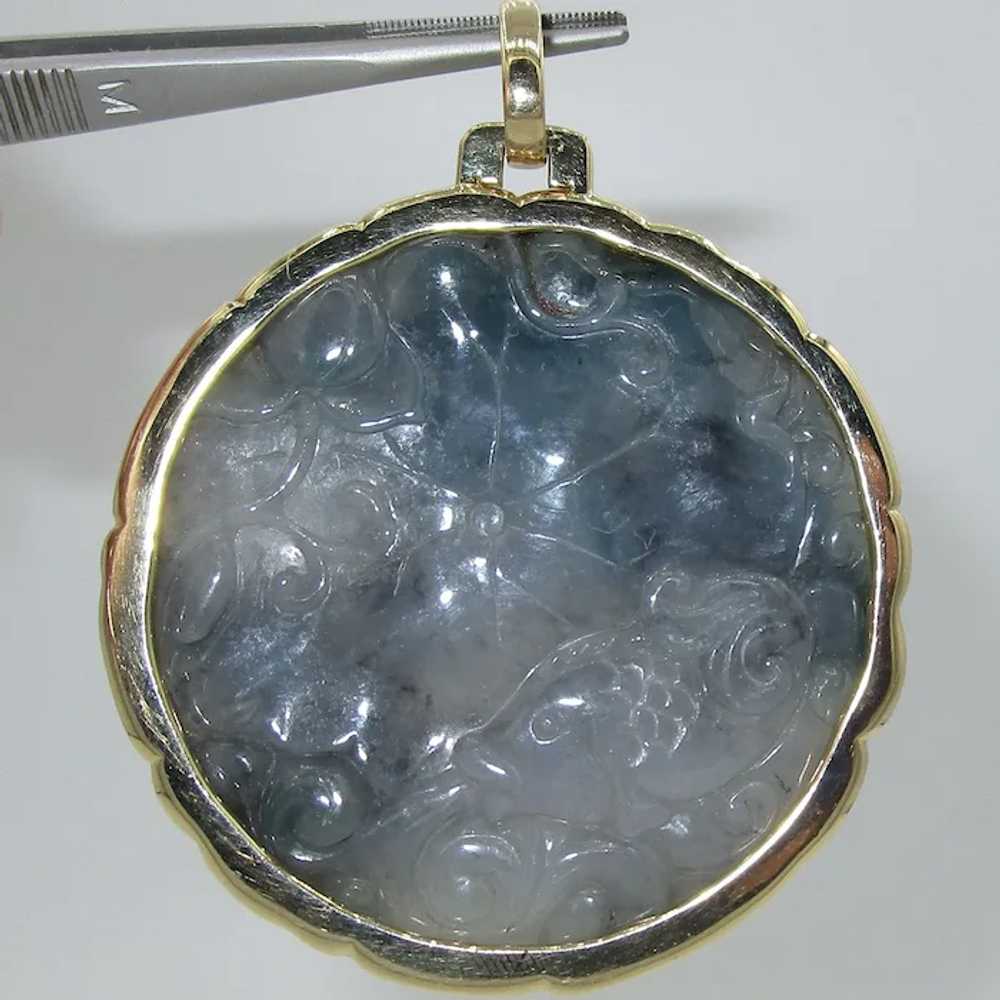 Antique 14K Natural Jade Pendant - image 4