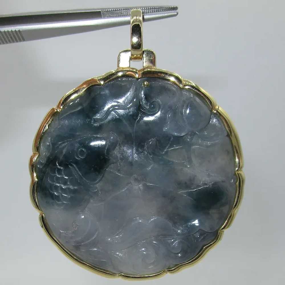 Antique 14K Natural Jade Pendant - image 5