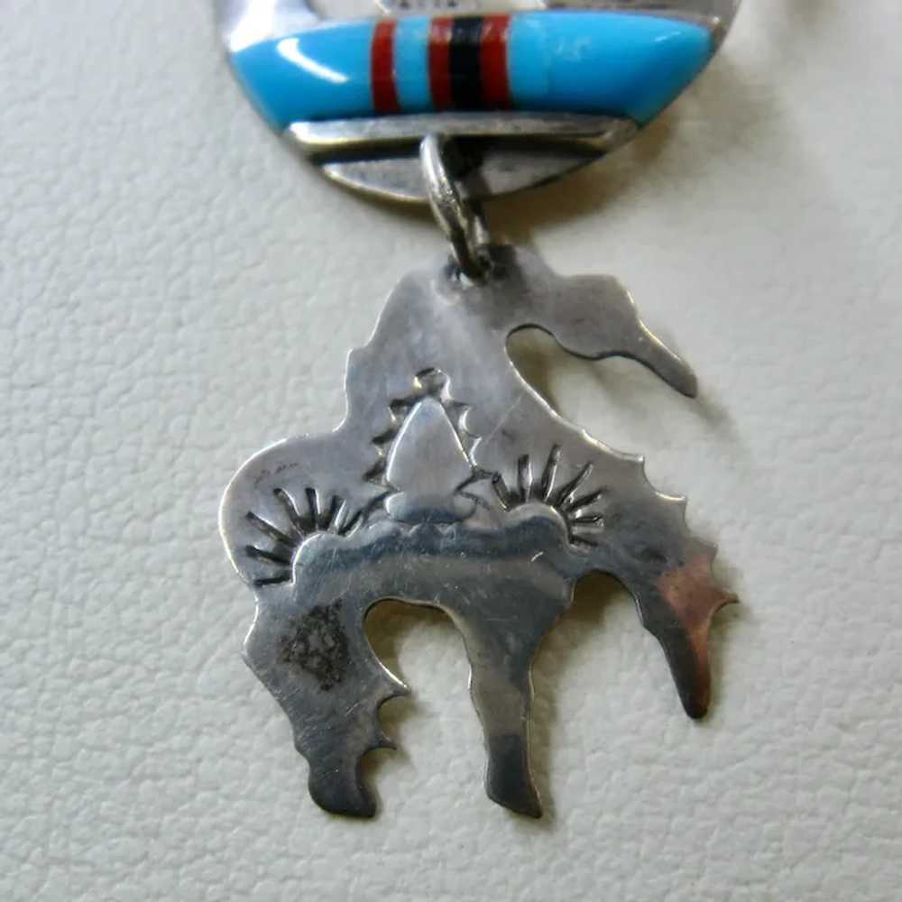 Zuni Sterling Inlay Cut-Out Dangle Necklace Randy… - image 3