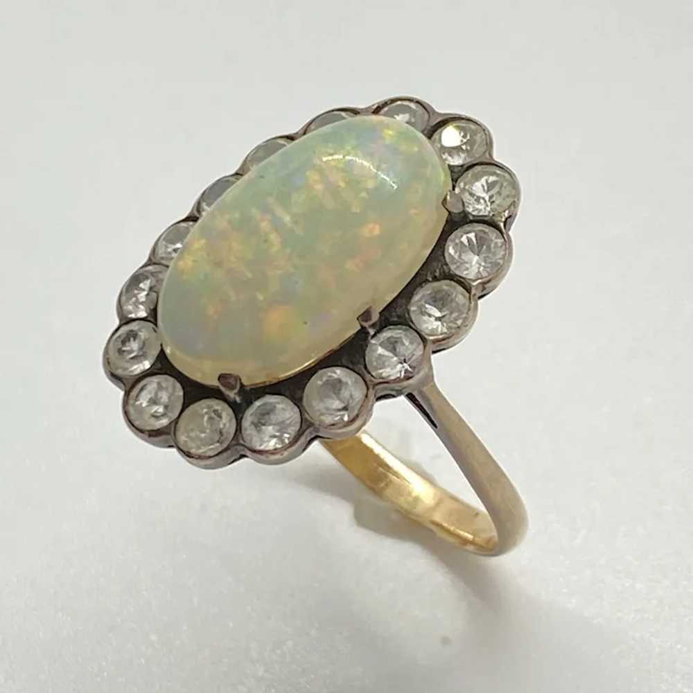 Victorian Opal and White Sapphire Halo Ring 10K R… - image 2