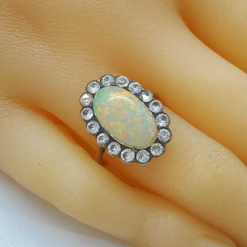 Victorian Opal and White Sapphire Halo Ring 10K R… - image 6