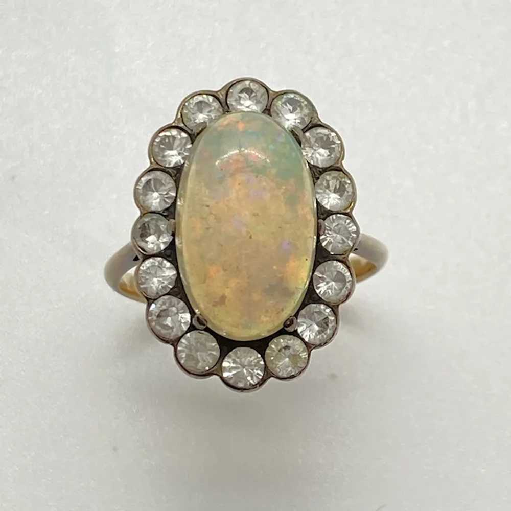 Victorian Opal and White Sapphire Halo Ring 10K R… - image 8