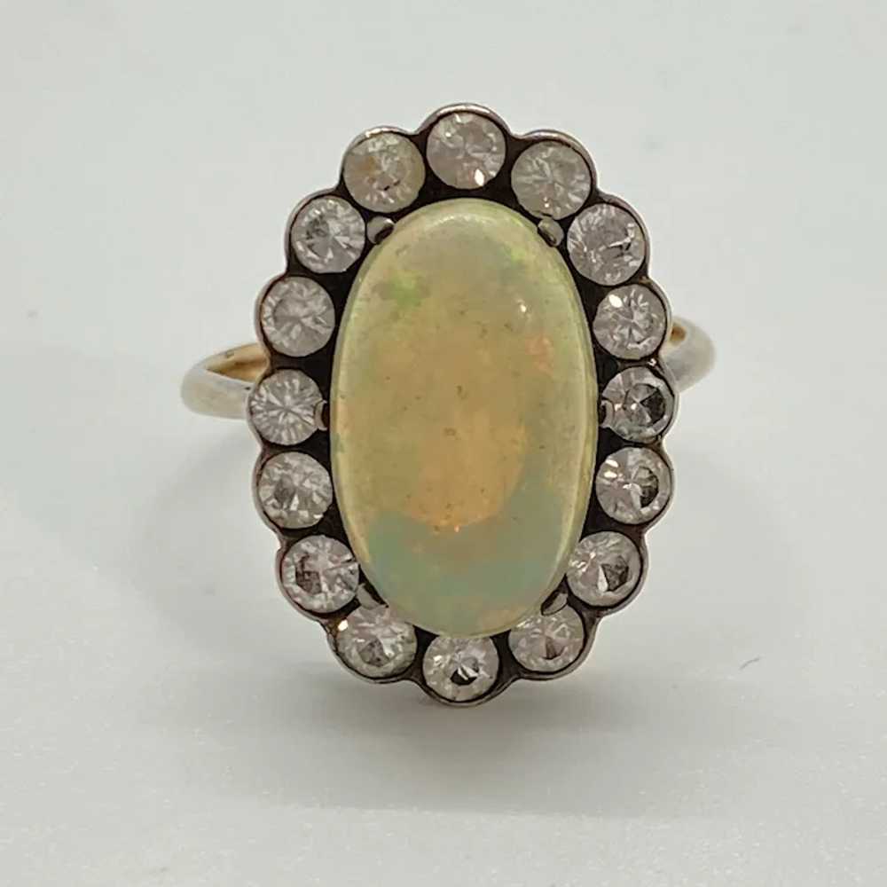 Victorian Opal and White Sapphire Halo Ring 10K R… - image 9