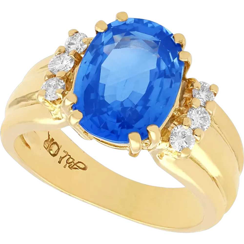 Vintage 4.80ct Sapphire and 0.15ct Diamond, 18ct … - image 1