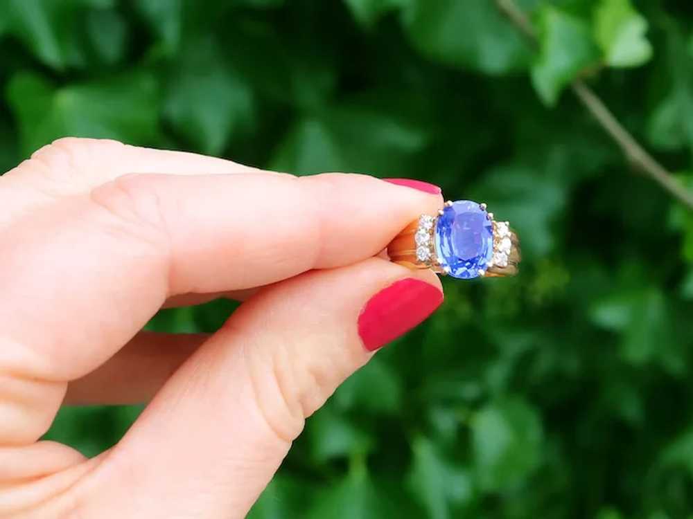 Vintage 4.80ct Sapphire and 0.15ct Diamond, 18ct … - image 2